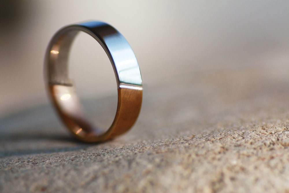 Mens Two tone Gold Wedding band