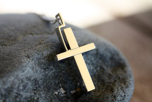 Mens 14K Solid Gold Cross