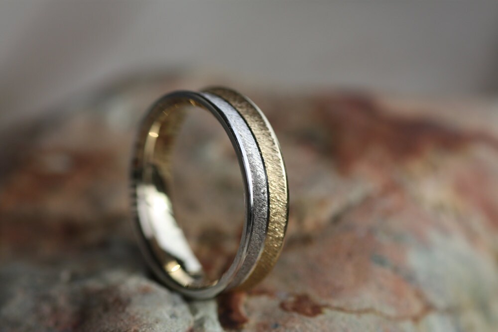 Two tone White and Yellow Gold wedding ring