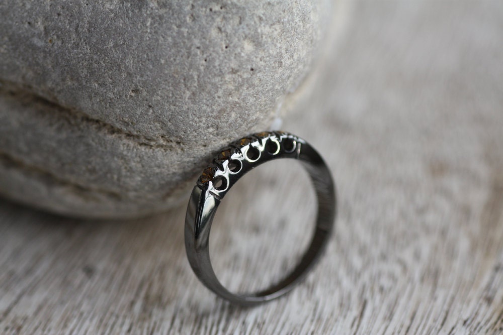 Cognac diamond Black Rhodium ring