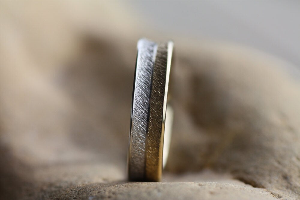 Two tone White and Yellow Gold wedding ring