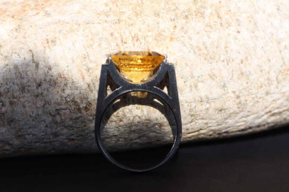Mens engagement Citrine and Diamonds ring