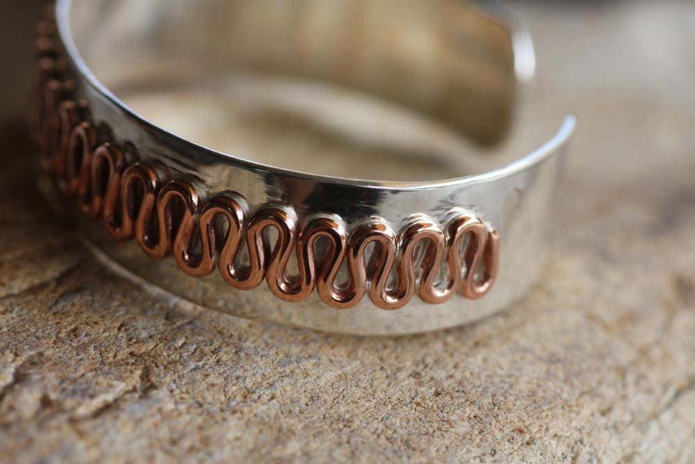 Rustic Sterling Silver Copper Cuff