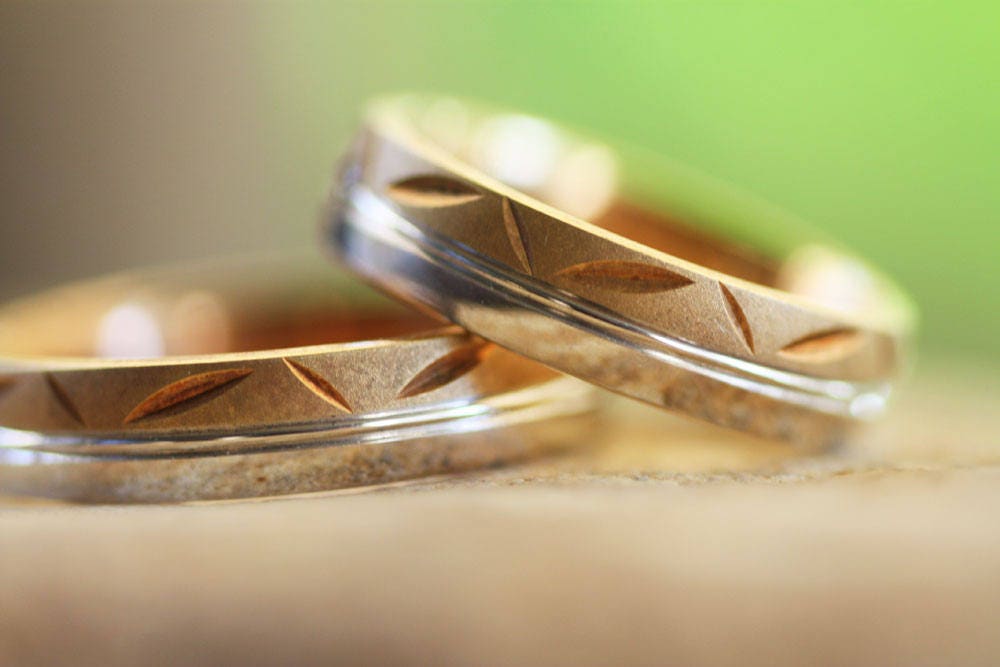 Wedding gold ring set / Men wedding RING / Personalized engraved VALENTINES DAY gift