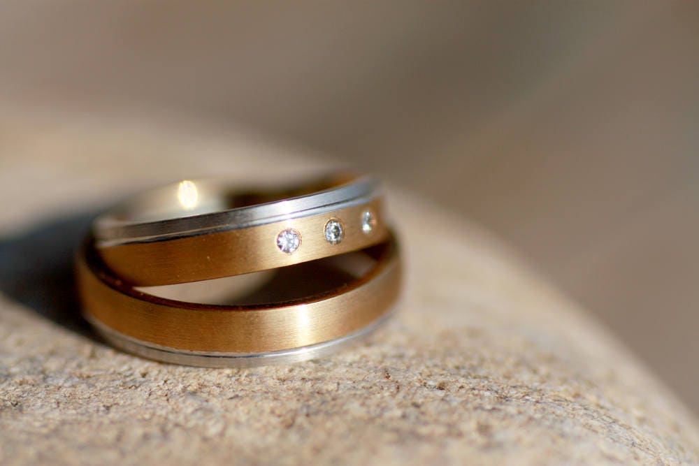 Two tone Gold wedding bands