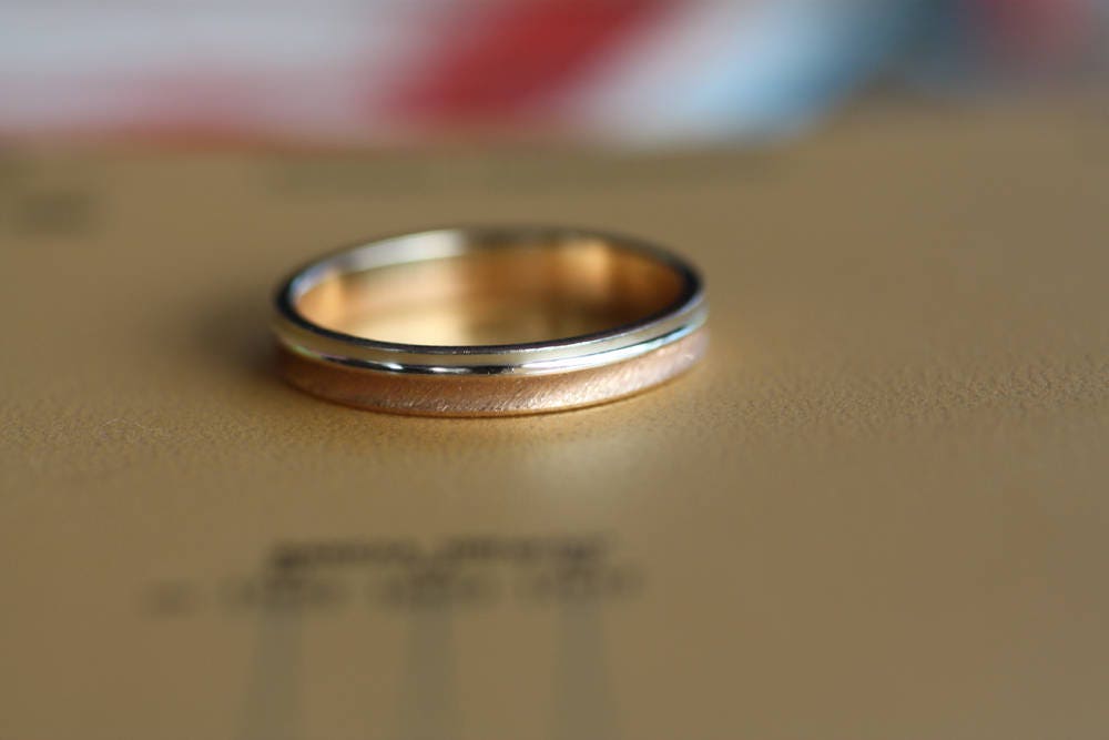 Gold Hammered Handmade Wedding Ring - Personalized Textured Anniversary Ring