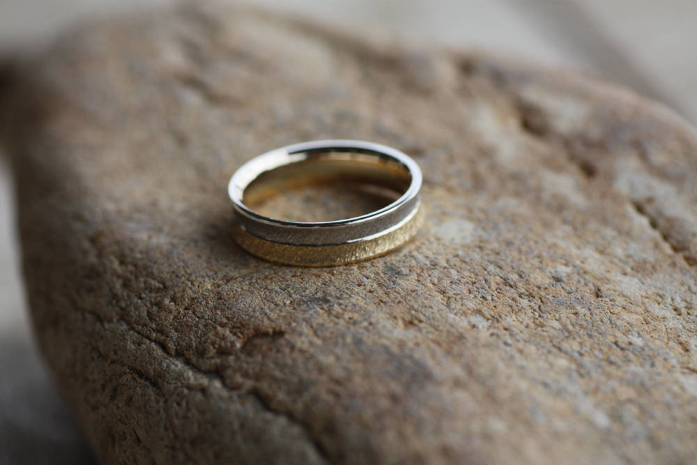 Two tone White and Yellow Gold wedding ring