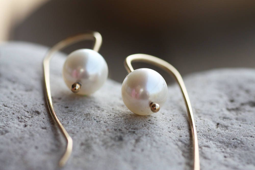Salt Water Pearl Gold K18 Wire earrings