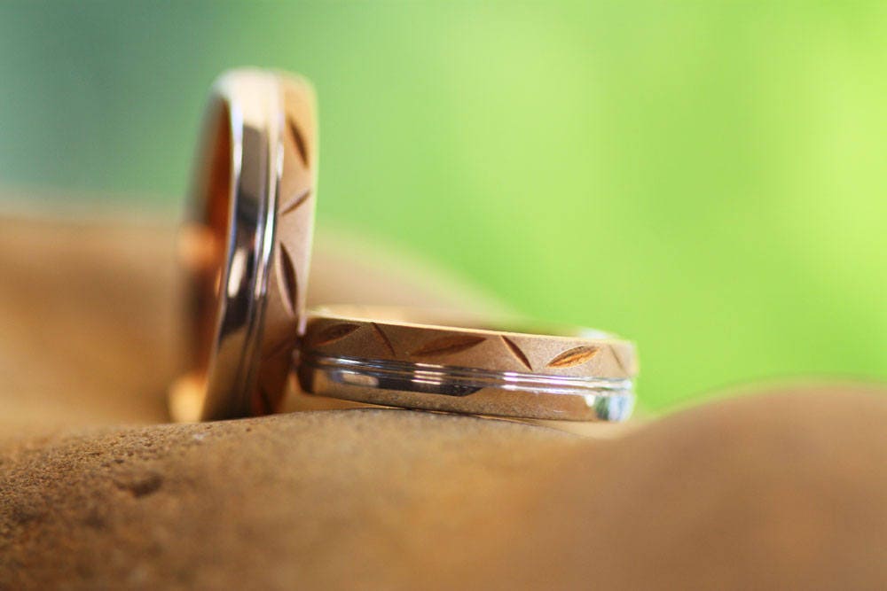 Wedding gold ring set / Men wedding RING / Personalized engraved VALENTINES DAY gift