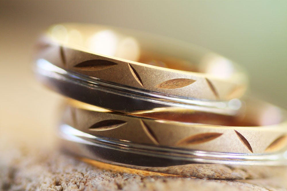 Wedding gold ring set / Men wedding RING / Personalized engraved VALENTINES DAY gift