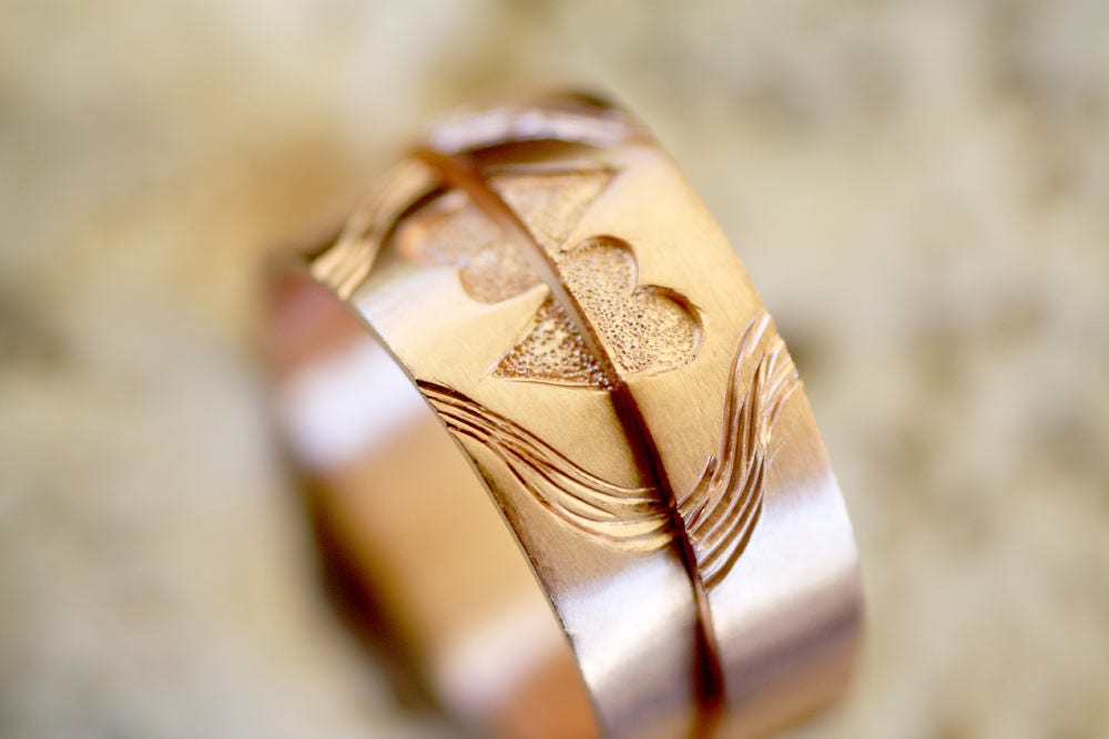 Solid Rose gold wedding ring set