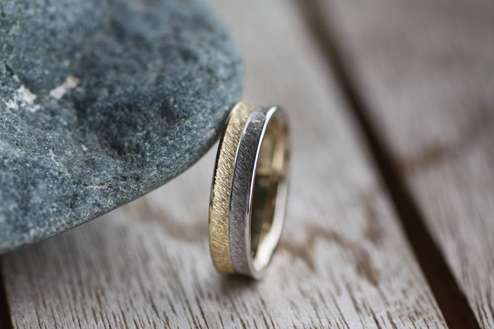 Two tone White and Yellow Gold wedding ring