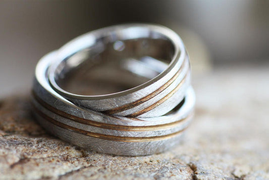 Textured Gold Wedding ring, Diamond Rose Gold ring