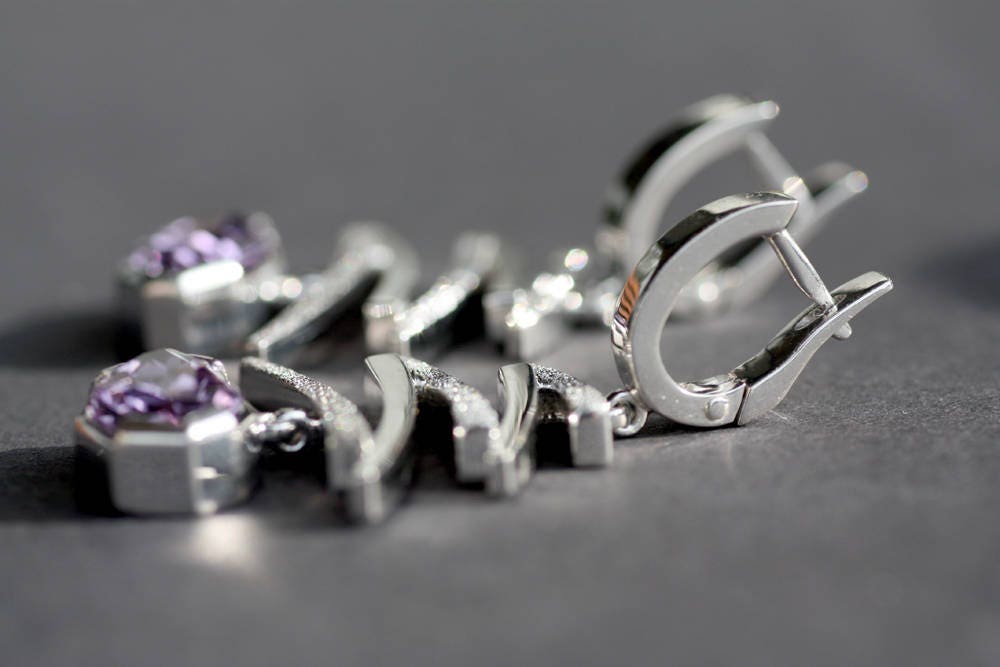 Amethyst Handcrafted birthstones earrings