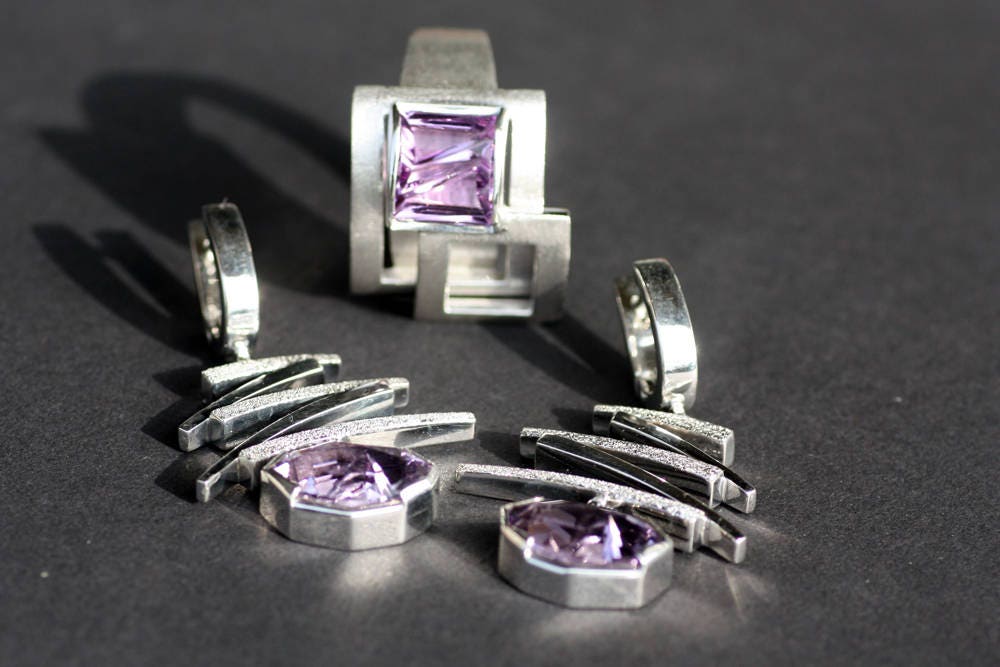 Amethyst Handcrafted birthstones earrings