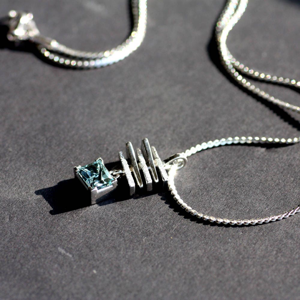 Handcrafted aquamarine pendant