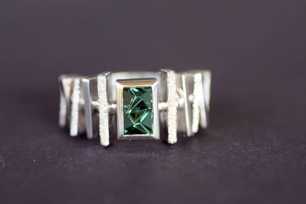 Handcrafted Tourmaline geometric ring