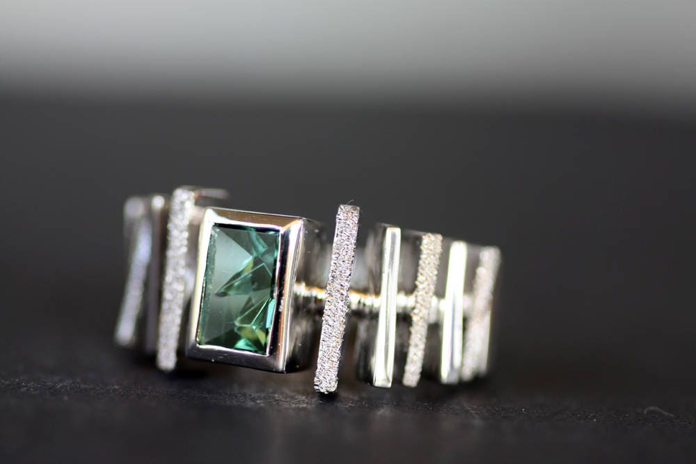 Handcrafted Tourmaline geometric ring