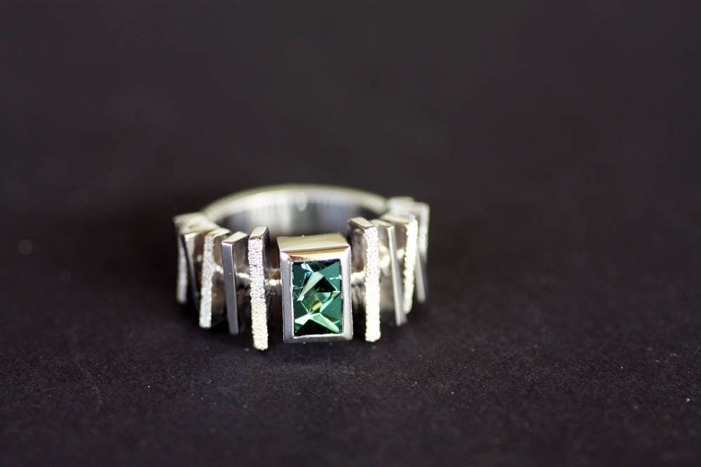 Handcrafted Tourmaline geometric ring
