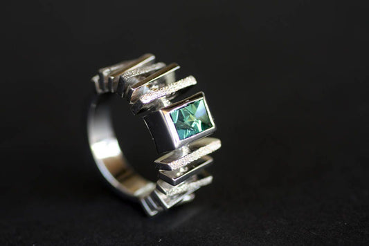 Handcrafted Tourmaline geometric ring