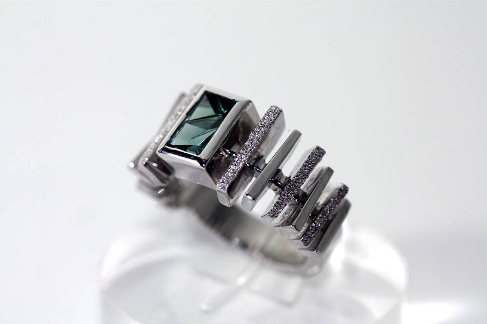 Handcrafted Tourmaline geometric ring