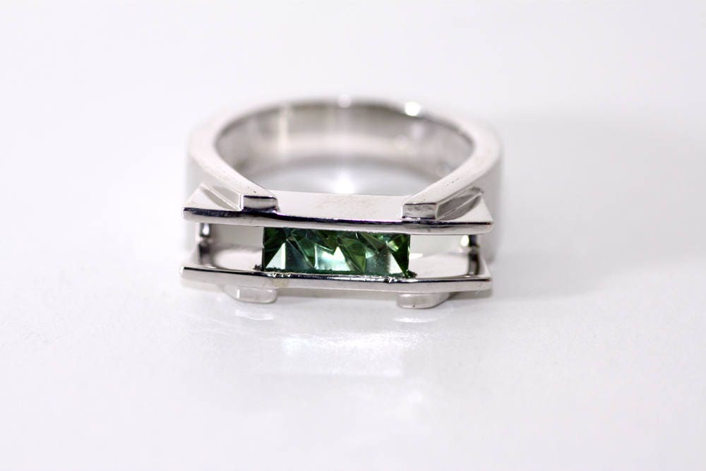 Tourmaline Statement ring with a Handcrafted gemstone, October birthstone