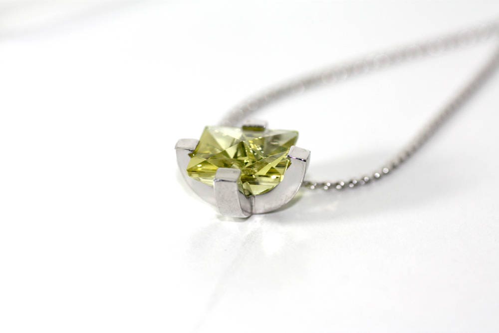 Lemon Quartz Fine necklace, Handcrafted gem certified by Kreis Cuts