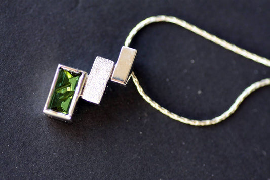 Tourmaline silver pendant for men