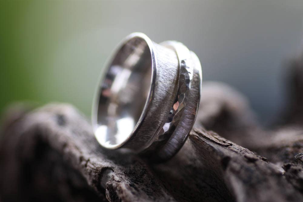 Handmade Sterling Silver Spinner Ring - Womens Anxiety Meditation Jewelry