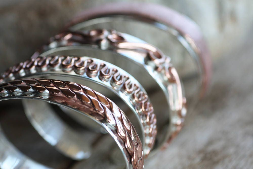 Rustic Sterling Silver Copper Cuff