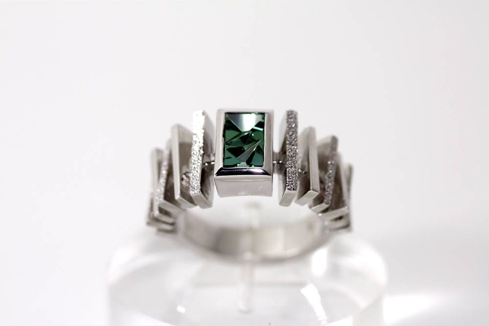 Handcrafted Tourmaline geometric ring