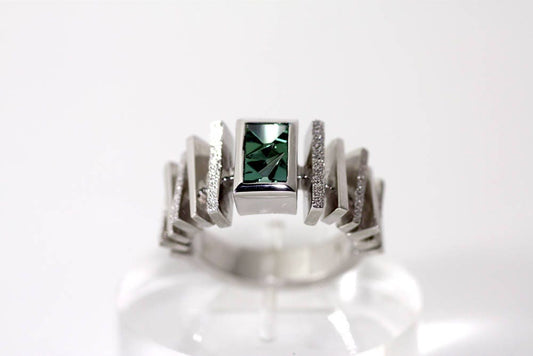 Handcrafted Tourmaline geometric ring