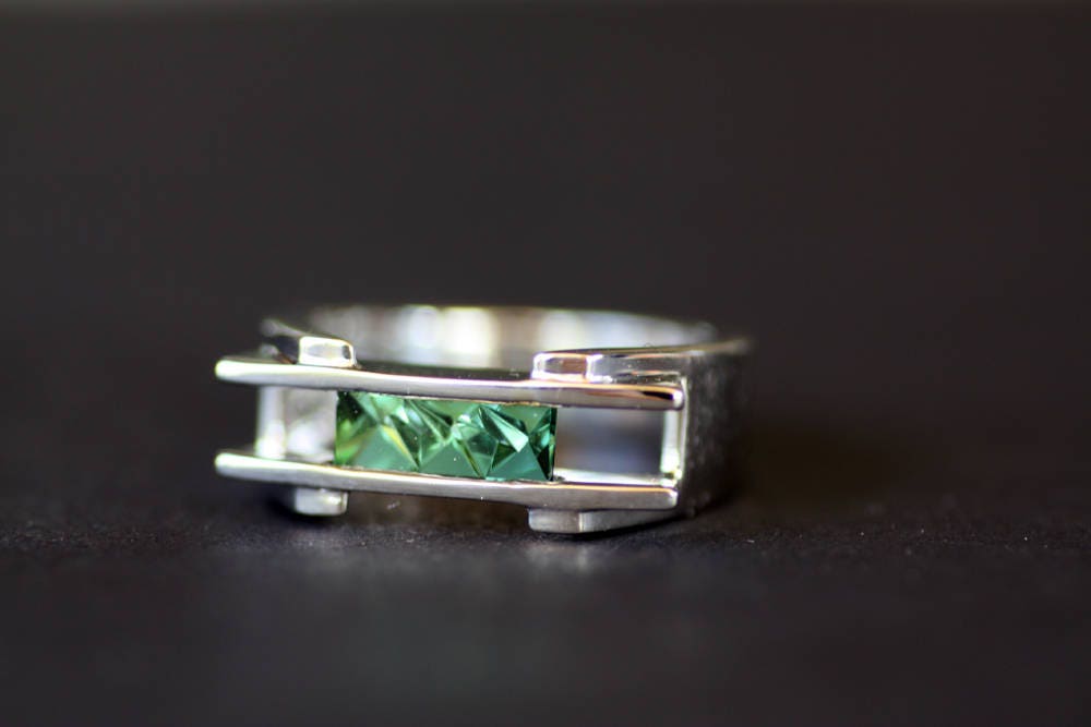 Tourmaline Statement ring with a Handcrafted gemstone, October birthstone