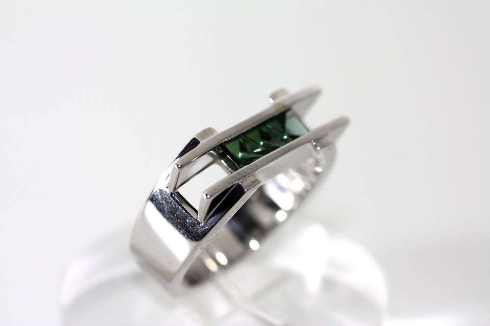 Tourmaline Statement ring with a Handcrafted gemstone, October birthstone