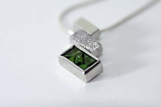 Tourmaline silver pendant for men