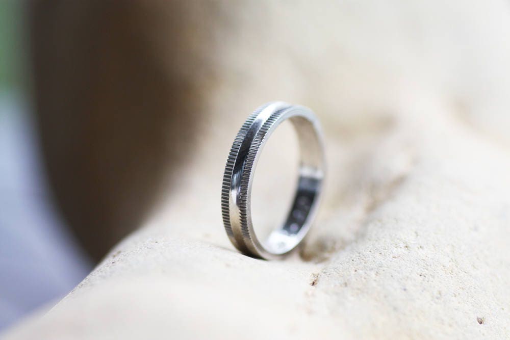Mens Textured wedding ring