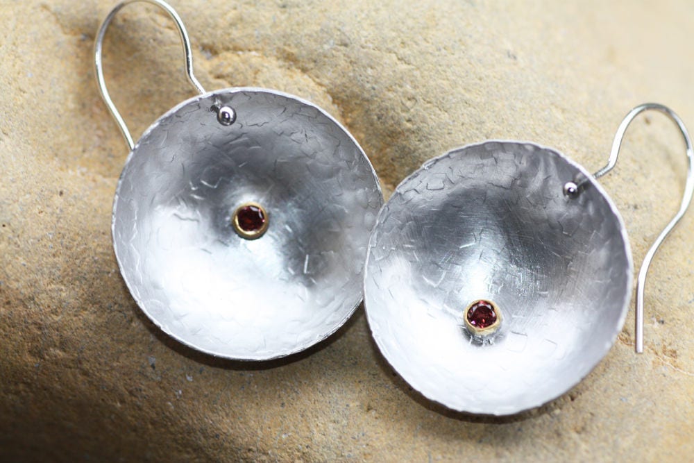 Gold 14k and sterling silver earrings with Tourmaline