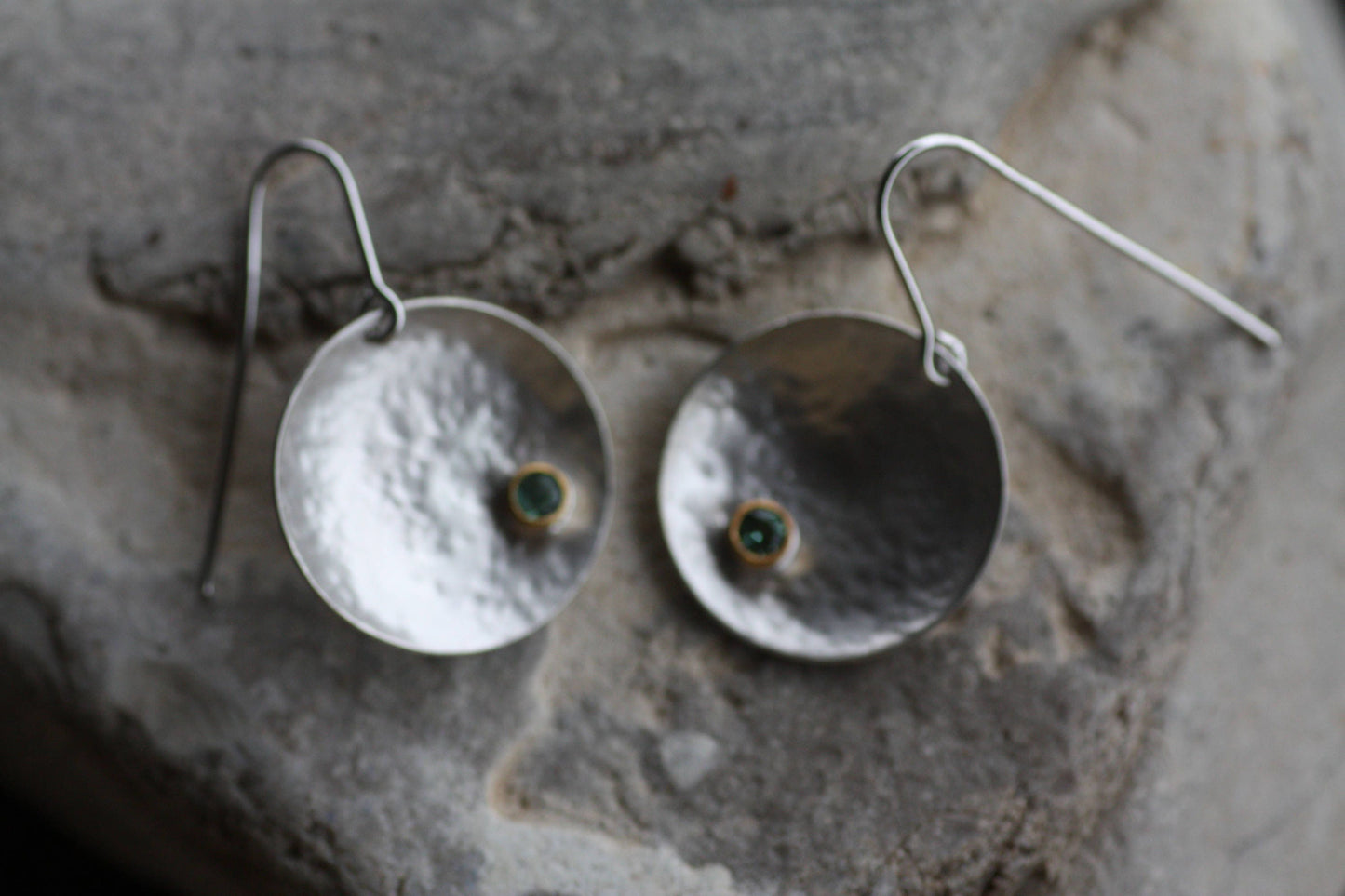 Tourmaline earrings, Silver & Gold