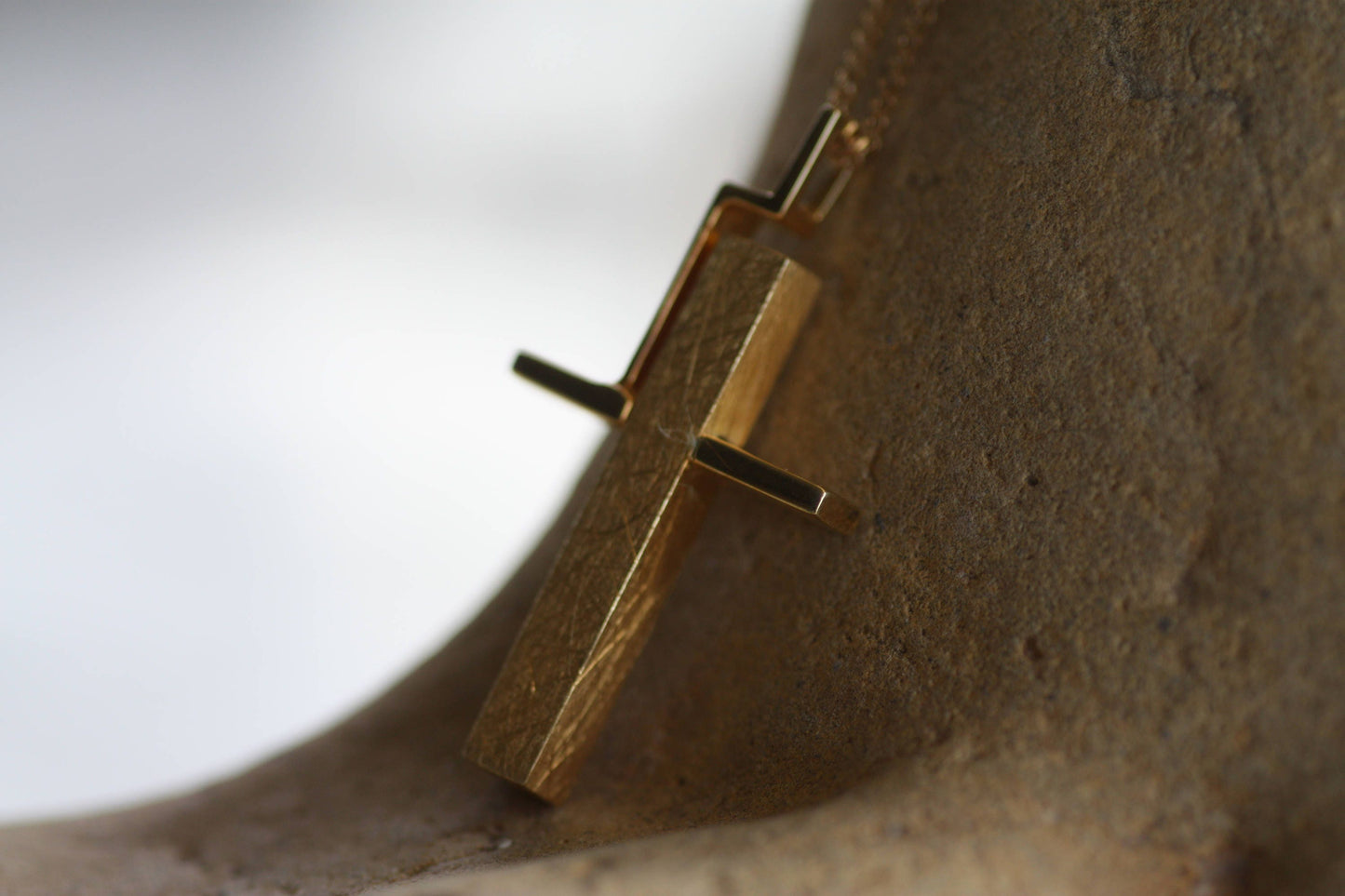 Engraved Gold Cross Necklace