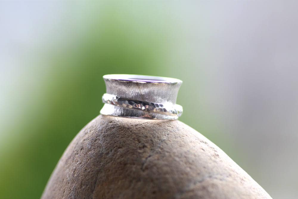 Handmade Sterling Silver Spinner Ring - Womens Anxiety Meditation Jewelry