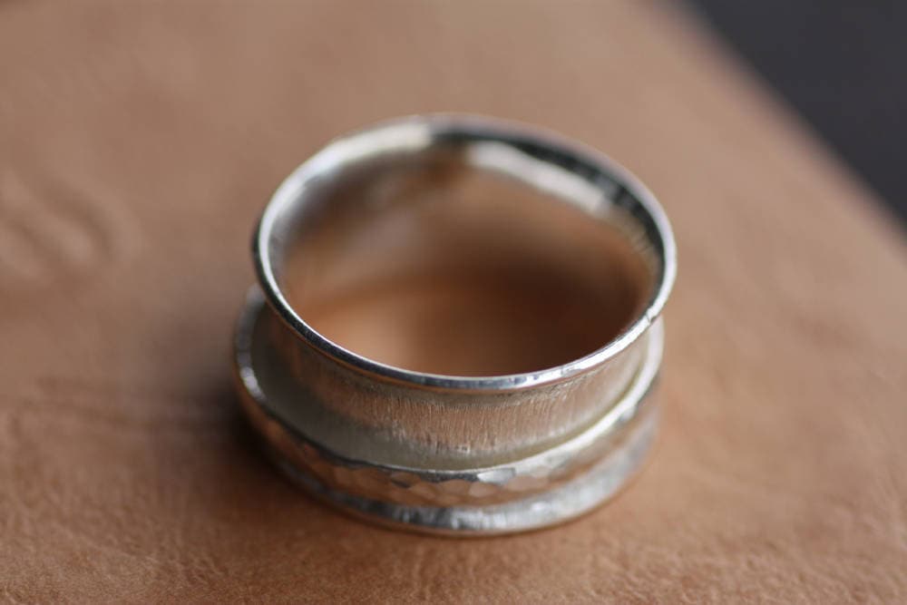 Handmade Sterling Silver Spinner Ring - Womens Anxiety Meditation Jewelry