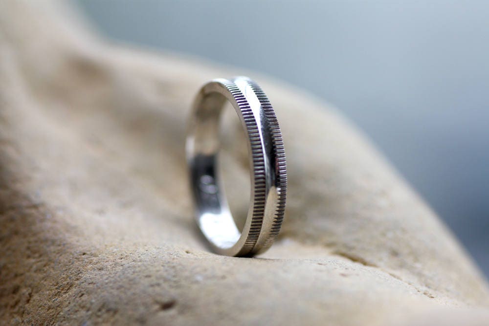 Mens Textured wedding ring