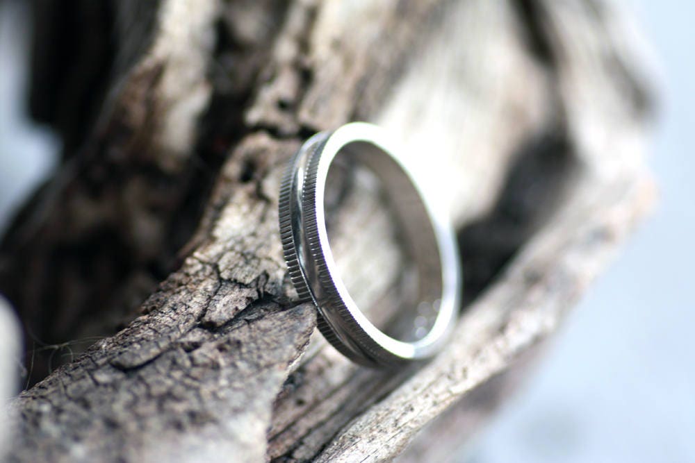 Mens Textured wedding ring