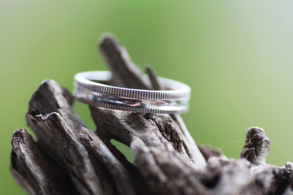 Mens Textured wedding ring