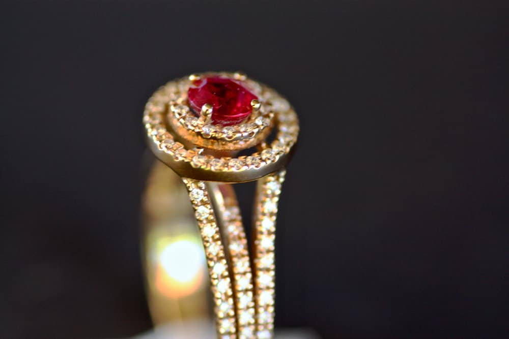 Ruby Halo Diamond ring, Multistone, High end jewellery