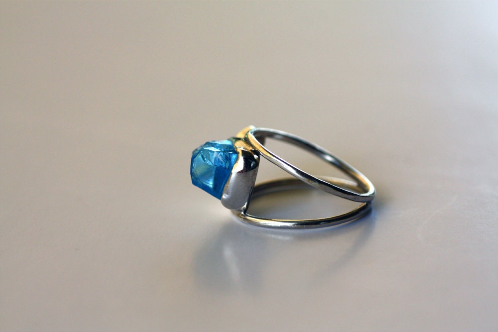 Blue Topaz Pearl handcrafted ring