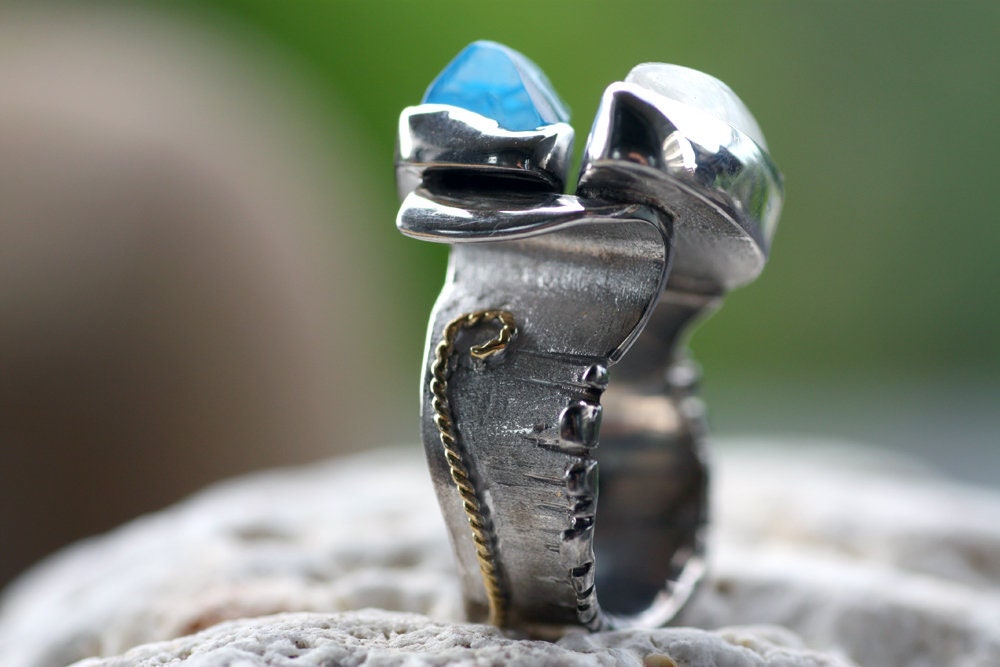 Rough colored stone statement  ring