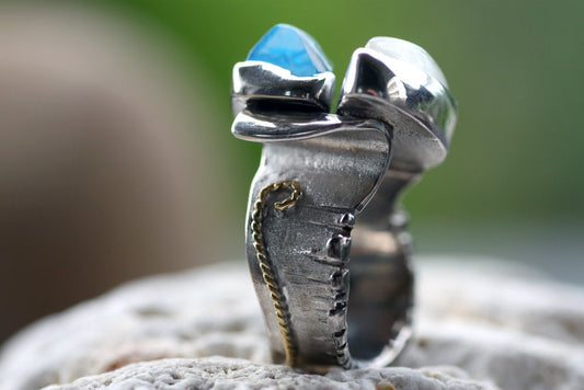 Rough colored stone statement  ring