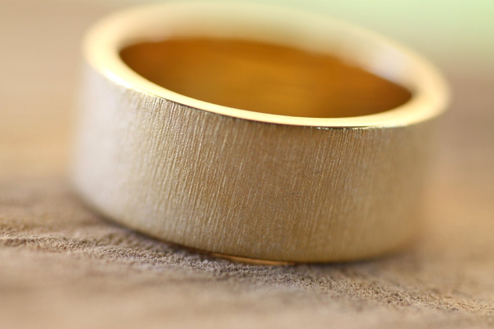 Personalized White Gold wide Textured Band
