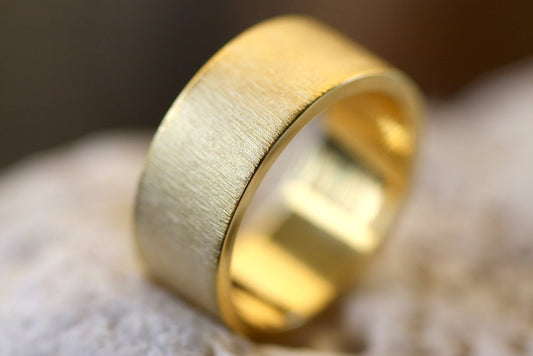 Personalized White Gold wide Textured Band